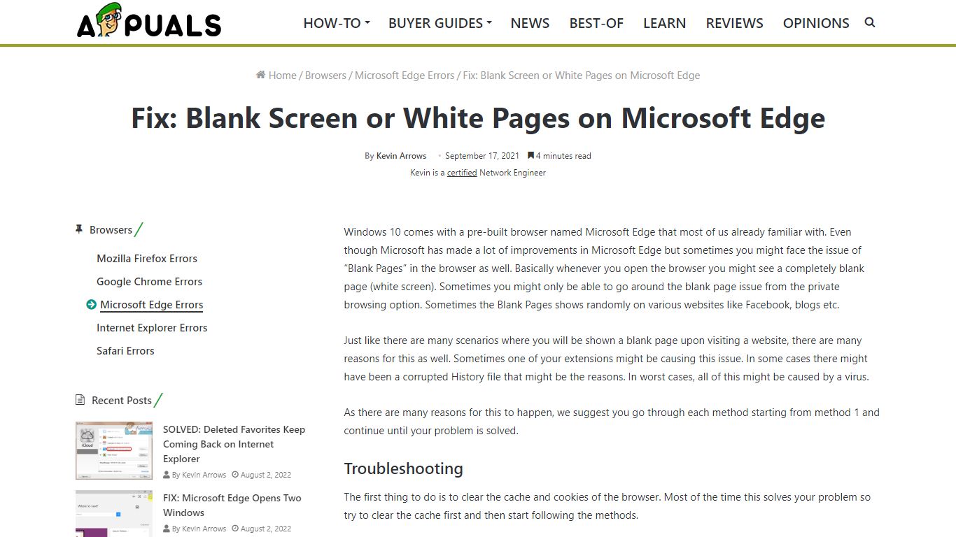 Fix: Blank Screen or White Pages on Microsoft Edge